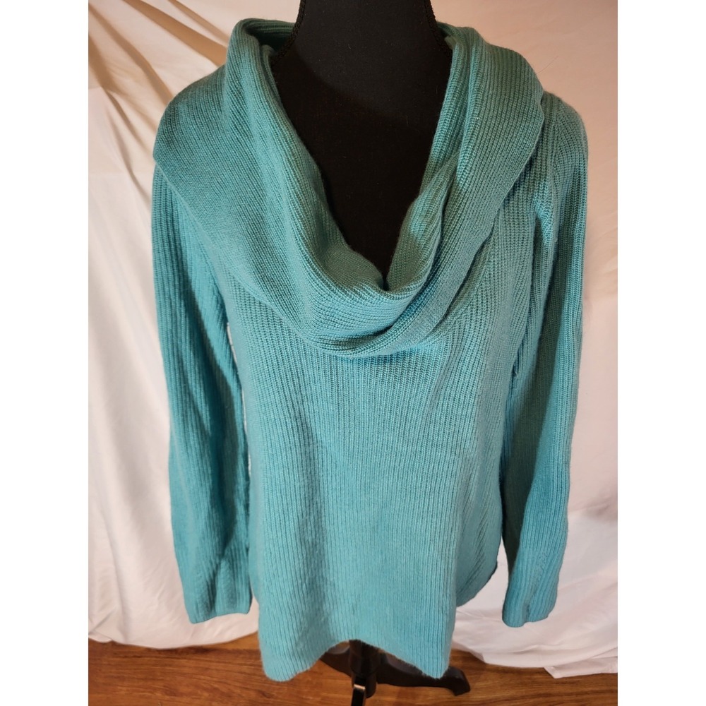 Anthropologie Teal Cowlneck Pullover Sweater